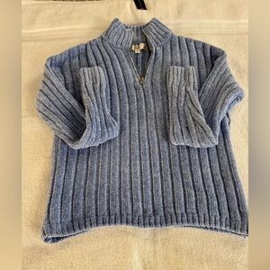 Quarter-Zip Chenille Sweater – Light/Medium Blue